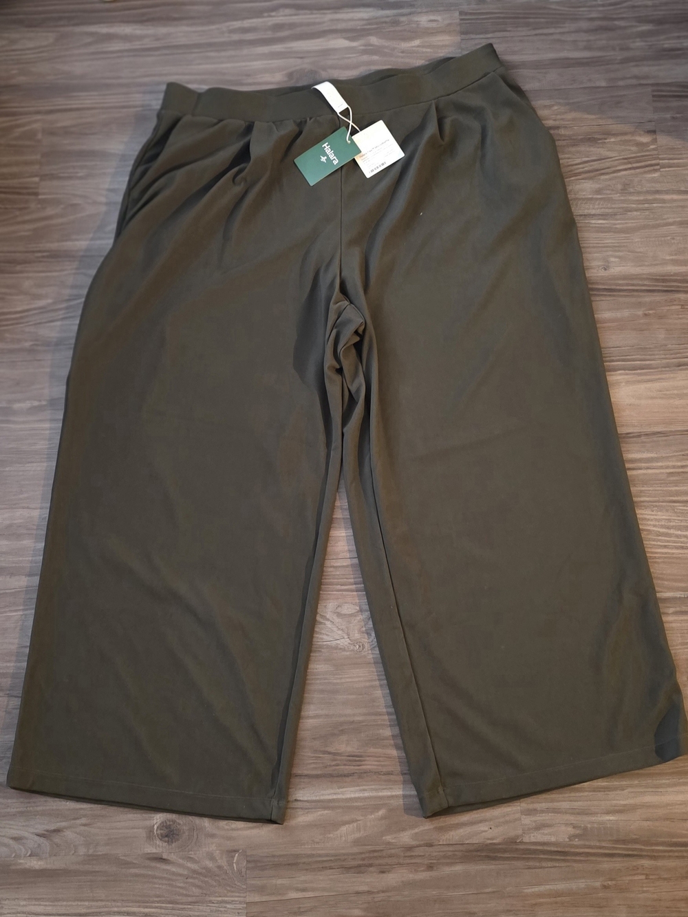HALARA Olive Green Wide-Leg Cropped Work Pants Plus Sz 2X